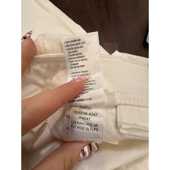 PAIGE Women's Jeans Size 29 High Rise Lace Up Straight Leg Denim White - Picture 4 of 4